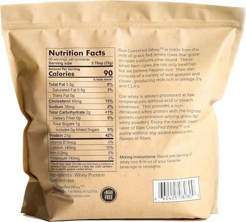 Raw Organic Whey Grass Fed Whey Protein Powder Unflavored 2.27 kg (5 lb) | 100% Pure Single Ingredient thumbnail 7