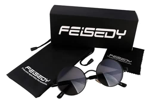 FEISEDY Retro Gothic Steampunk Sunglasses Round Metal Frame Punk Circle Inspired Shade Men B1857 thumbnail 5