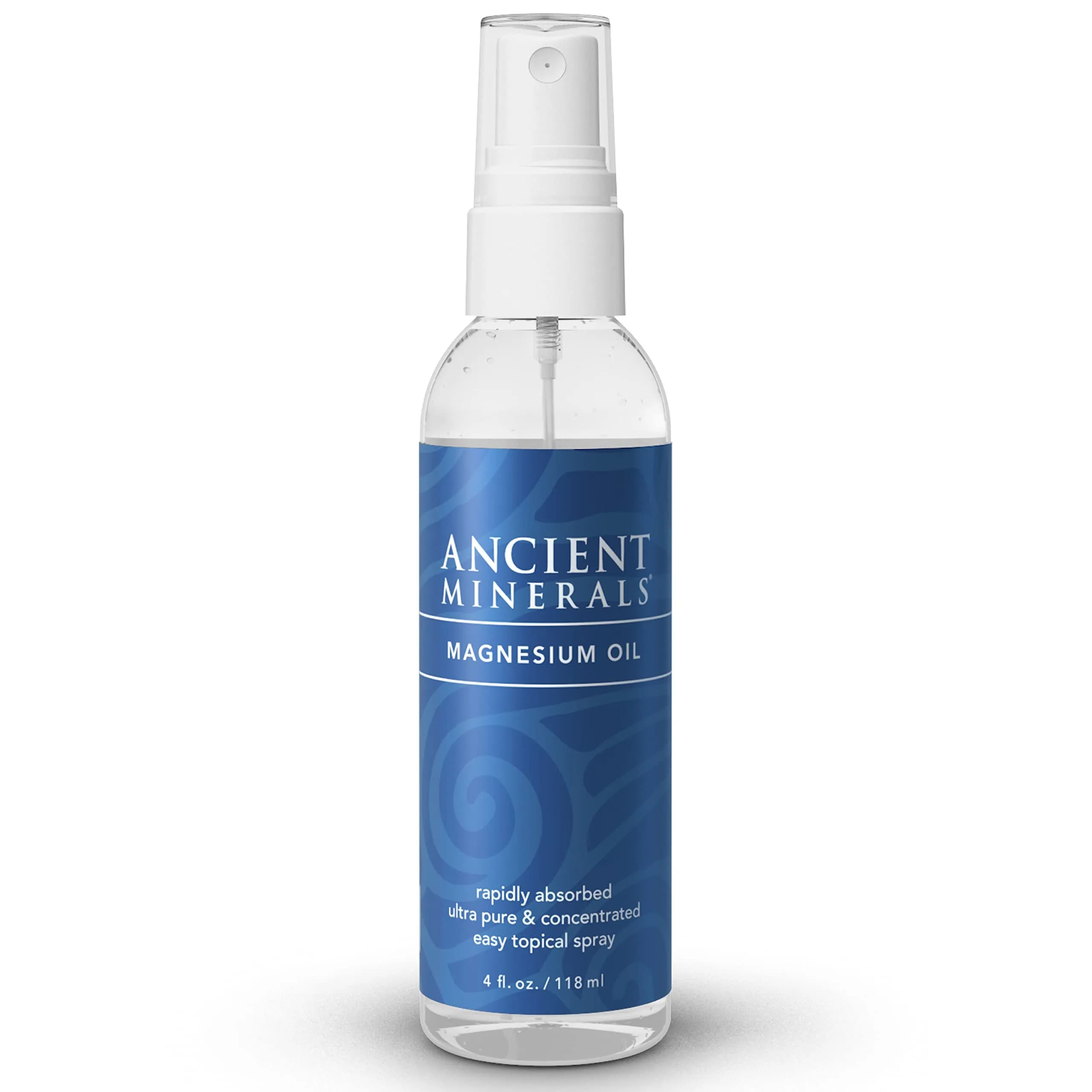 Ancient Minerals Magnesium Oil Spray, Zechstein Chloride, 8oz | Pure Transdermal Magnesium for Skin & Muscle Support — 4 Fl Oz