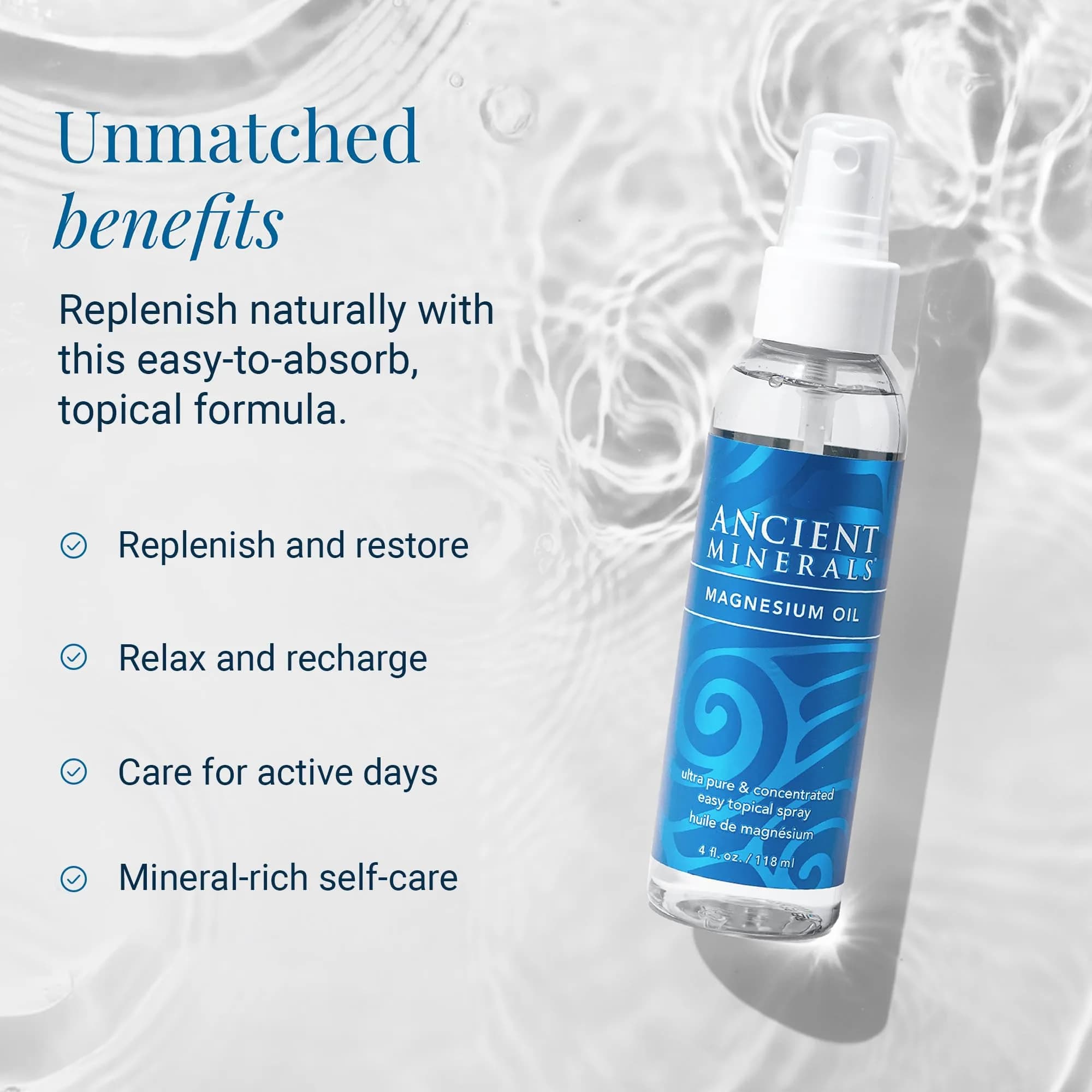 Ancient Minerals Magnesium Oil Refill, Zechstein Chloride, 33oz thumbnail 3