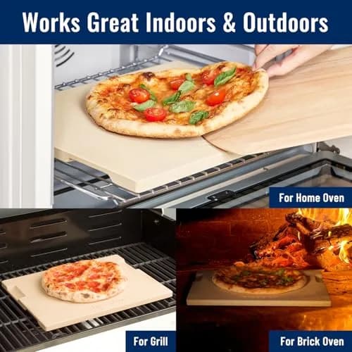 ROCKSHEAT Large Pizza Stone 16"x14" Rectangular | Oven & Grill Ready, 1400℉ Resistance thumbnail 6