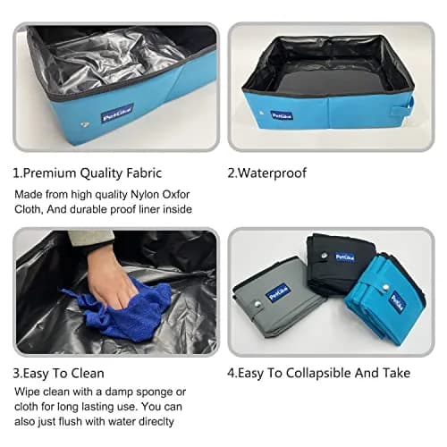 PetLike Travel Cat Litter Box Medium Light Grey | Leak-Proof Portable Collapsible Tray Carrier (40cm x 30cm x 13cm) thumbnail 6