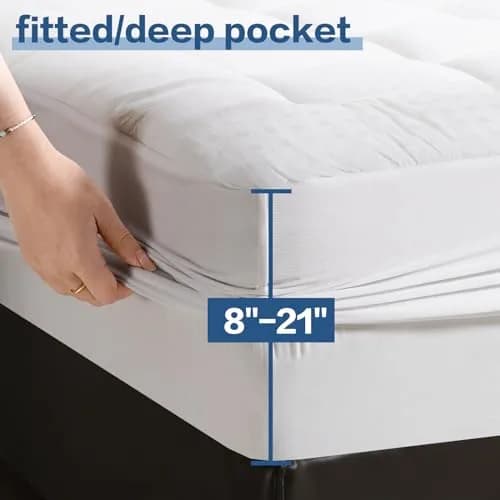 LEISURE TOWN Cotton Twin XL Mattress Pad Fitted Quilted Mattress Cover 80" x 39" (203 cm x 99 cm) | Breathable Comfort for All Seasons thumbnail 4
