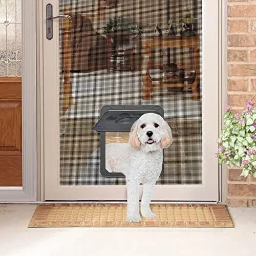 NAMSAN Dog Screen Door with Magnetic Flap & Lockable Panel, 12x14 Inch Inner Size | Secure Pet Access for Screen Doors thumbnail 7