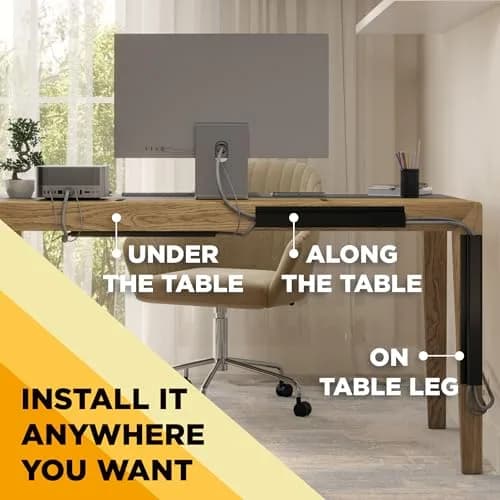 SimpleCord 5 Pack of 16-Inch J Channel Cable Management Under Desk | Easy Adhesive Mount Cord Organizer thumbnail 4