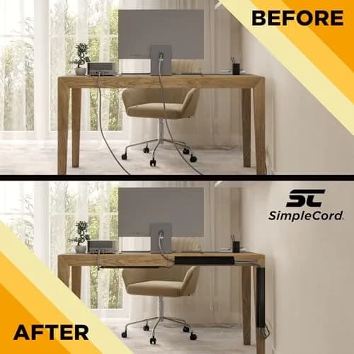 SimpleCord 5 Pack of 16-Inch J Channel Cable Management Under Desk | Easy Adhesive Mount Cord Organizer thumbnail 7