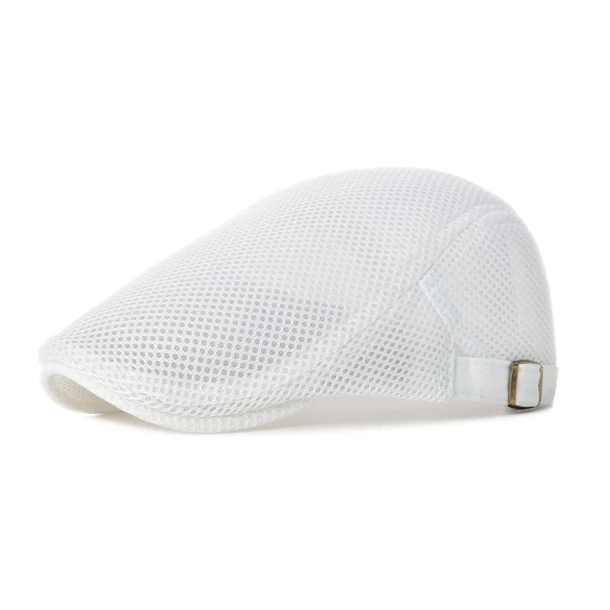 VOBOOM Men Breathable Mesh Summer Hat Adjustable Newsboy Beret White | Lightweight & Cool