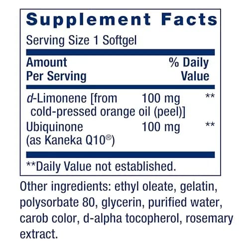 Life Extension CoQ10 (Ubiquinone) with d-Limonene Softgels 100 MG (60 Count) thumbnail 2