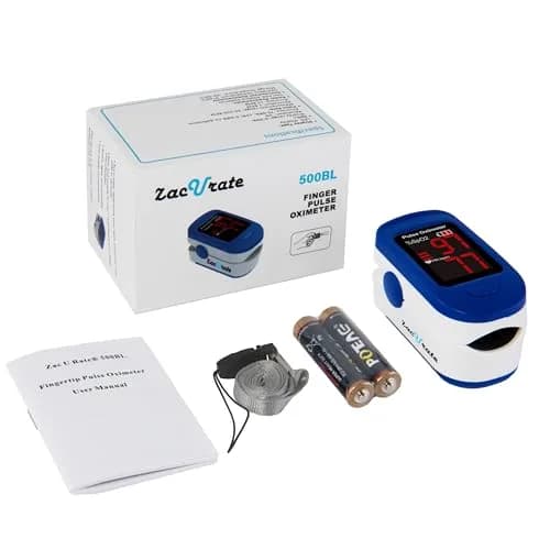 Zacurate 500BL Fingertip Pulse Oximeter Blood Oxygen Saturation Monitor with Batteries Included (Navy Blue) | for Sports & Aviation Use thumbnail 6