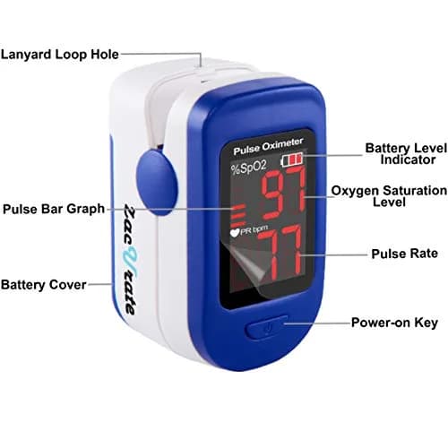 Zacurate 500BL Fingertip Pulse Oximeter Blood Oxygen Saturation Monitor with Batteries Included (Navy Blue) | for Sports & Aviation Use thumbnail 2