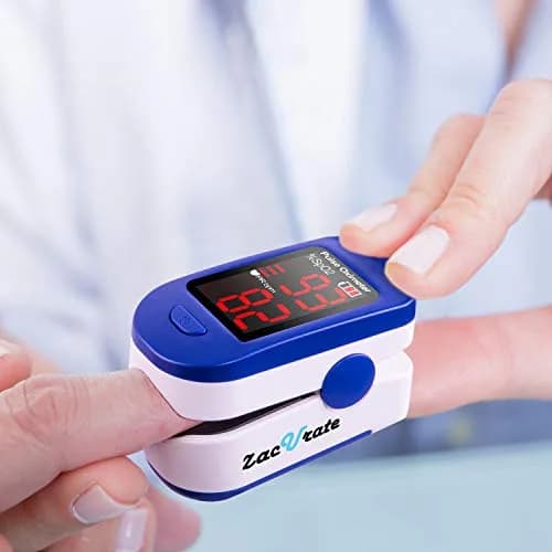 Zacurate 500BL Fingertip Pulse Oximeter Blood Oxygen Saturation Monitor with Batteries Included (Navy Blue) | for Sports & Aviation Use thumbnail 3
