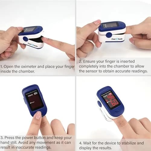 Zacurate 500BL Fingertip Pulse Oximeter Blood Oxygen Saturation Monitor with Batteries Included (Navy Blue) | for Sports & Aviation Use thumbnail 4