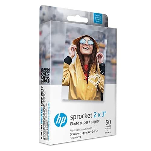 HP Sprocket 2x3" Premium Zink Sticky Back Photo Paper (50 Sheets) | Lab-Quality Color Prints thumbnail 1