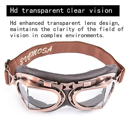 evomosa Vintage Pilot Style Motorcycle Goggles | 18.29 cm (7.1 in) Width, 7.9 cm (3.1 in) Height thumbnail 7