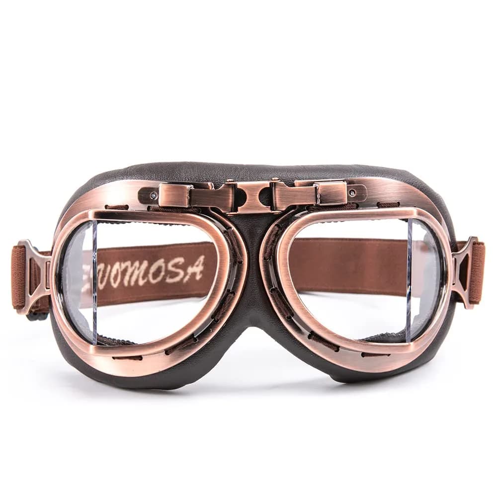 evomosa Vintage Pilot Style Motorcycle Goggles | 18.29 cm (7.1 in) Width, 7.9 cm (3.1 in) Height - main product image
