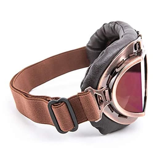 evomosa Vintage Motorcycle Goggles, Windproof Anti-Fog & Impact UV Protection Aviator Pilot Motocross Goggles, One Size, Copper | OTG Fit for Indian Roads thumbnail 5