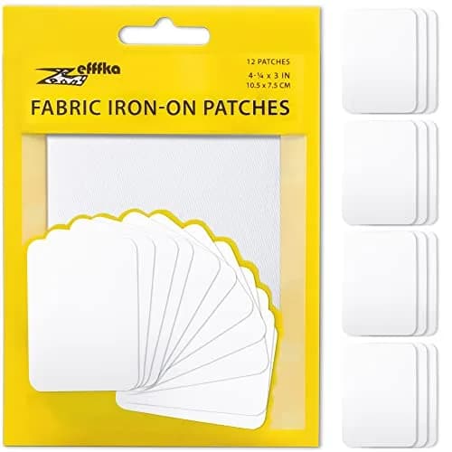 ZEFFFKA Fabric Iron-on Patches 12 pcs | 3" x 4-1/4" | Cotton, White, Strong Adhesive thumbnail 1