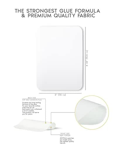 ZEFFFKA Fabric Iron-on Patches 12 pcs | 3" x 4-1/4" | Cotton, White, Strong Adhesive thumbnail 3