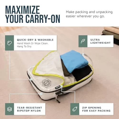 TRIPPED Travel Gear Compression Packing Cubes for Carry-On Travel 2-Pack | Ultralight Ripstop Nylon with Compression Zippers thumbnail 8