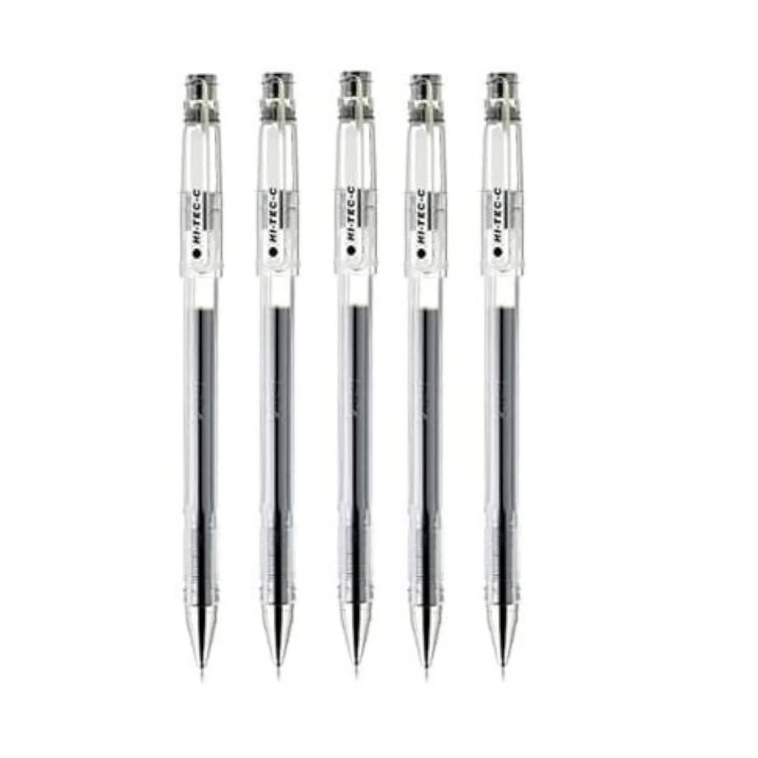 Pilot Hi-Tec-C 03 Gel Ink Pen Value Set 5 Black Ink 0.3mm Micro Fine Point | Smooth Ink Flow - main product image