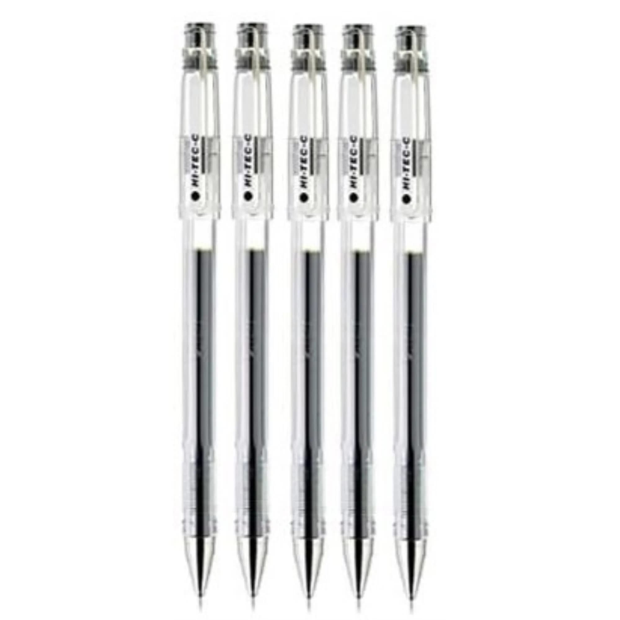 Pilot Hi-Tec-C 05 Gel Ink Pen Value Set of 5, Fine Point 0.5mm Black Ink | Smooth Ink Flow — Black