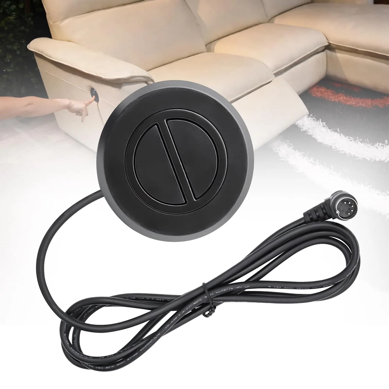 Podoy 2-Button 5-Pin Power Recliner Hand Control Replacement | Universal Fit, Durable ABS Plastic, Black - main product image