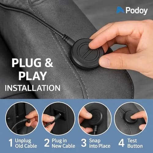 Podoy 2-Button 5-Pin Power Recliner Hand Control Replacement | Universal Fit, Durable ABS Plastic, Black thumbnail 3