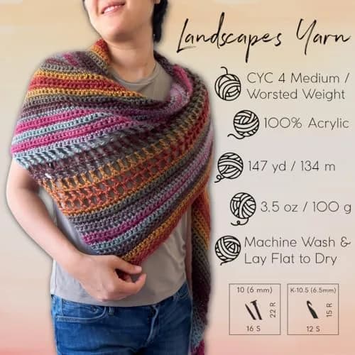 Lion Brand Yarn Landscapes Multicolor Yarn 100g | Self-Striping Gradient for Knitting & Crochet thumbnail 3