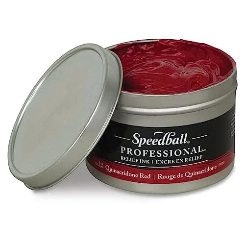 Speedball Relief Ink Quinacridone Red 8 fl oz | Oil-Based, Water-Miscible, Professional Quality thumbnail 1