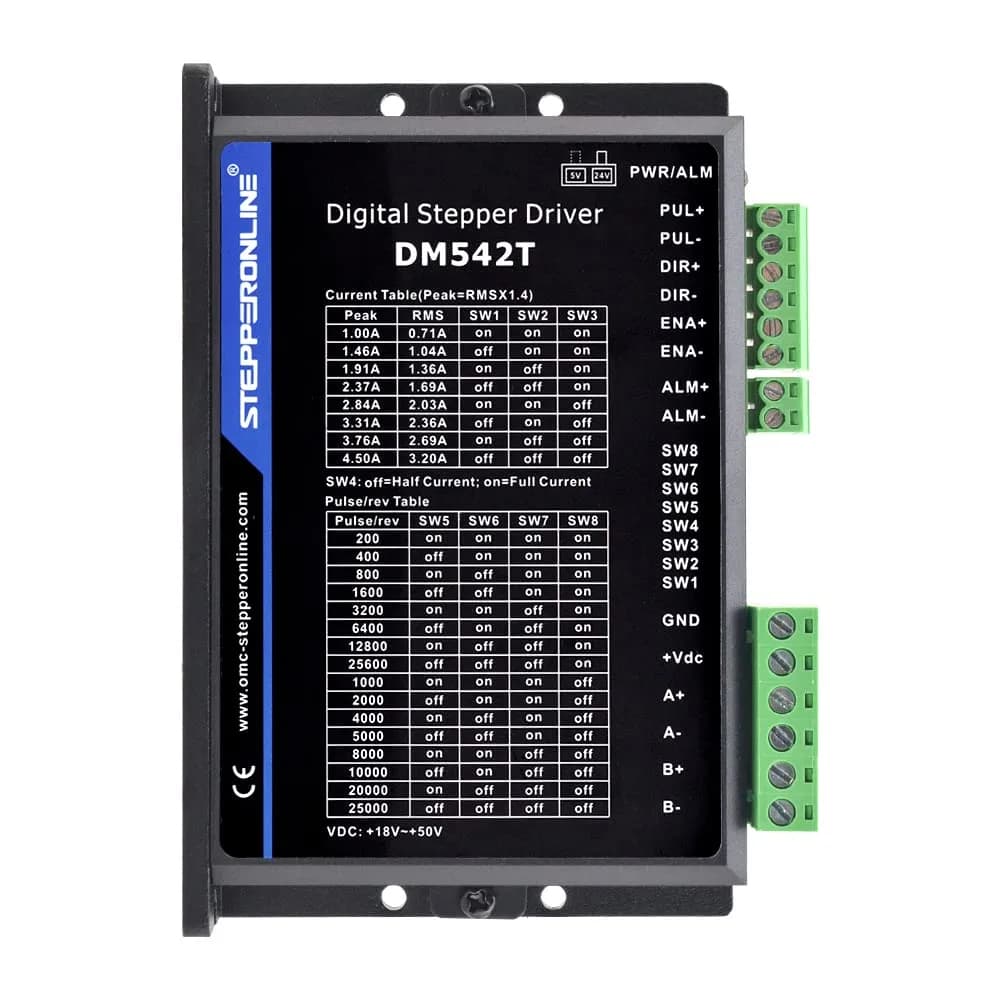 STEPPERONLINE DM542T Digital Stepper Motor Driver 4.2A 50VDC 1/128 Micro-Step for Nema 17 & 23 Motors - main product image