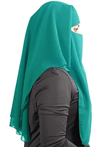 MyBatua 3 Layers Saudi Niqab 78 x 66 cm (31 x 26 inches) | Breathable Georgette Face Veil thumbnail 2