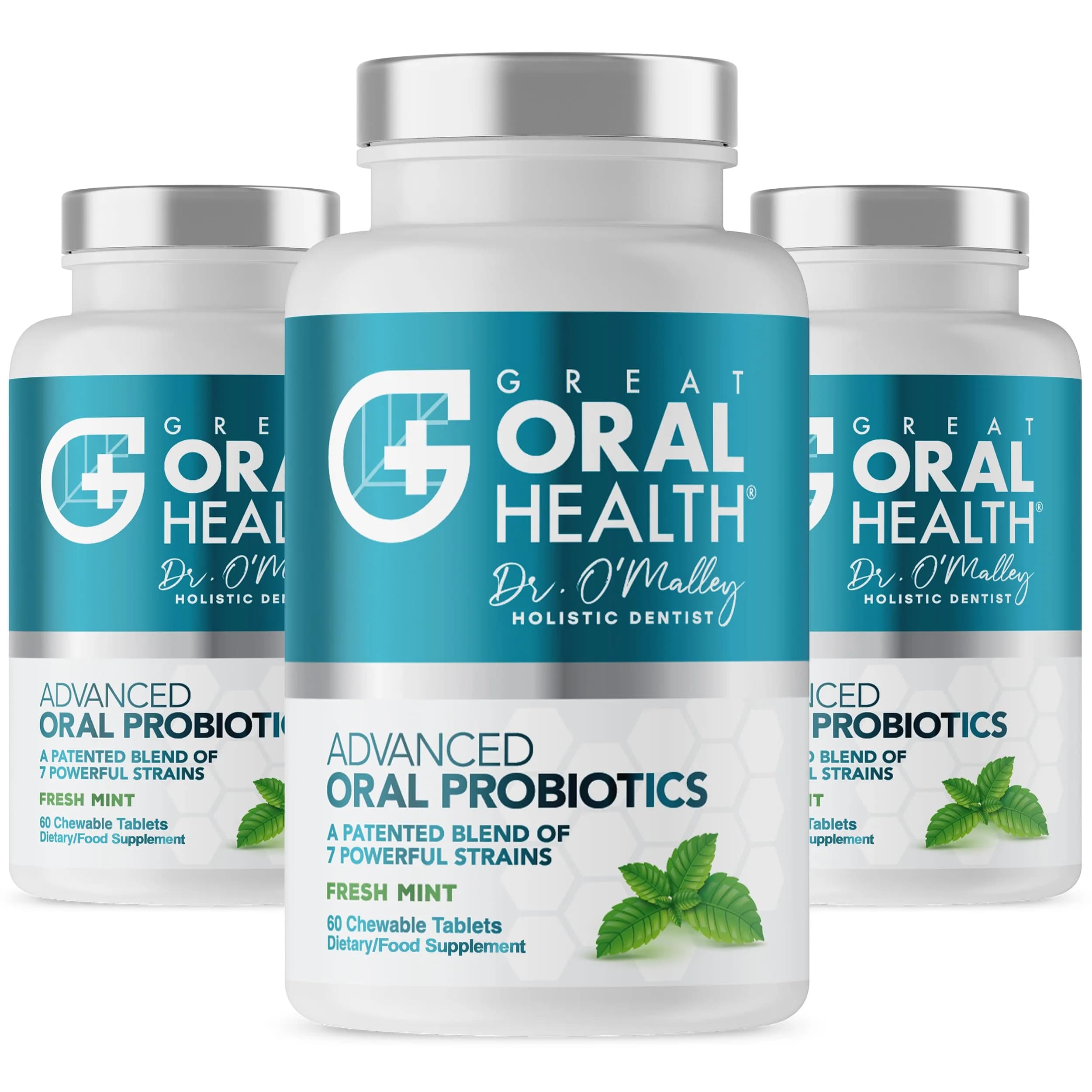 Great Oral Health Mint Oral Probiotics 60 Chewable Tablets | Dentist Formulated for Bad Breath & Gum Health — Mint