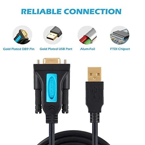 TECHTOO 4-Port USB to RS232 DB9 Serial Adapter Cable Male-to-Male with FTDI Chip | Connects 4 Serial Devices thumbnail 5