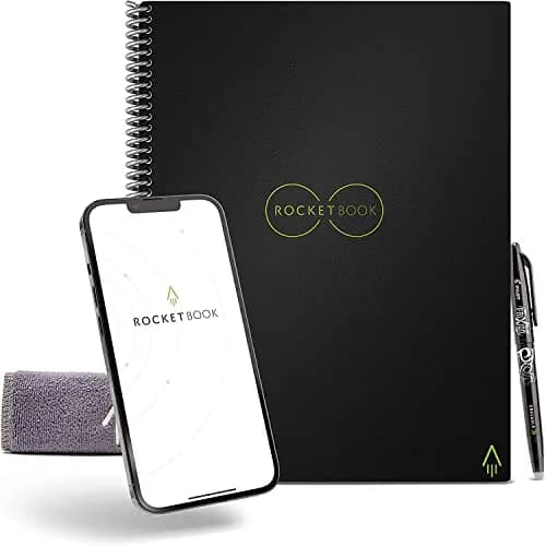 Rocketbook Core Reusable Spiral Notebook, Executive Size 6x8.8, Black - Dotted Pages | 36 Pages thumbnail 1