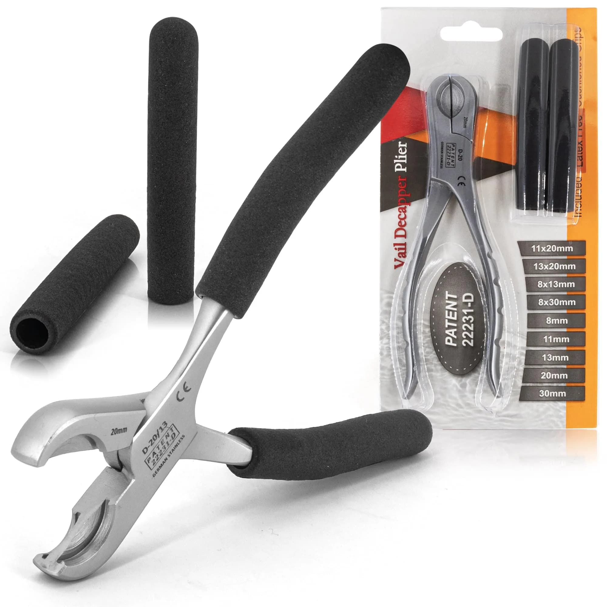 Scientific Labwares Dual Action Decapper Pliers for Crimped Vials and Bottles (8mm & 30mm) | Lab Supply — 13mm and 20mm