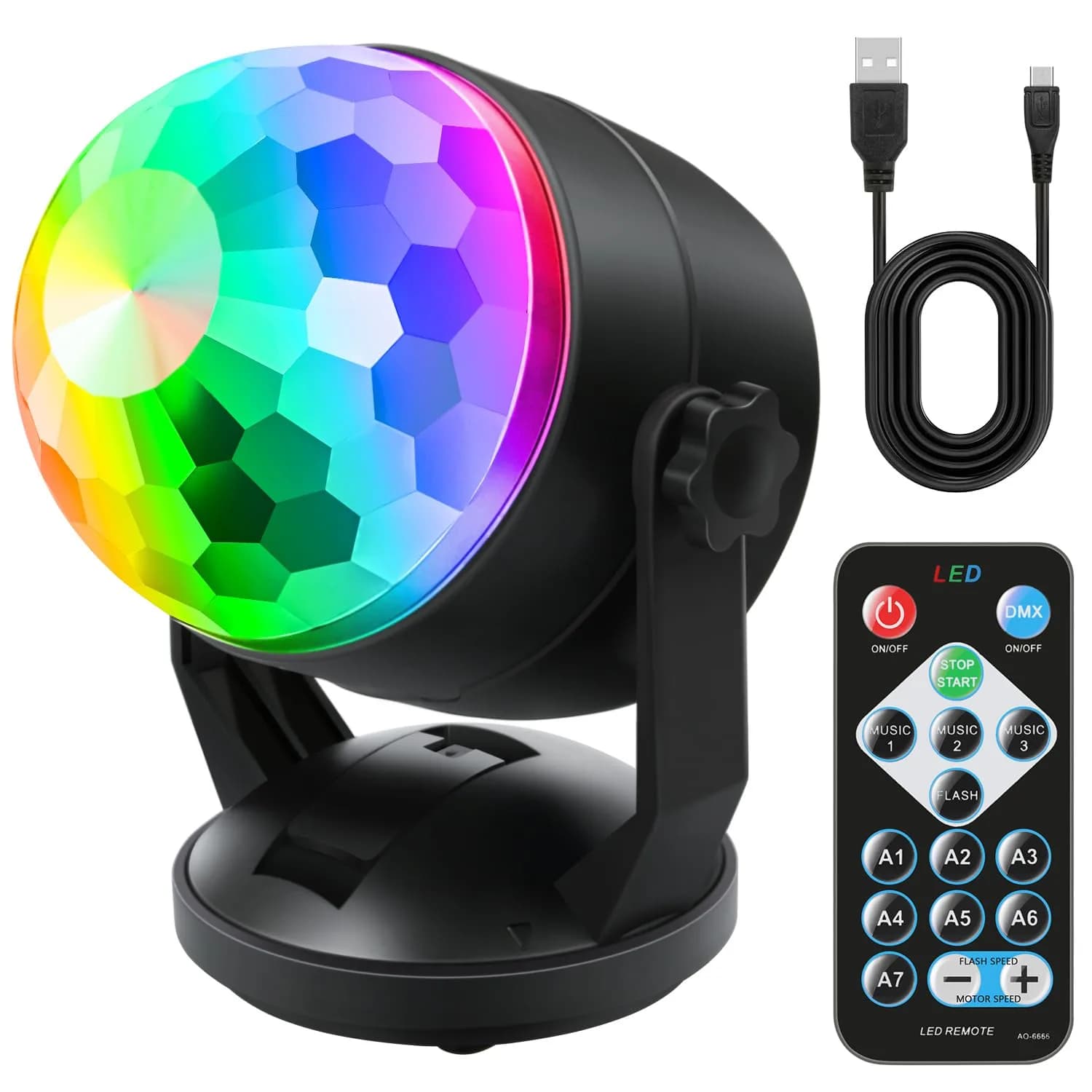Luditek Portable Disco Ball Party Lights Sound Activated Battery Powered LED Stage Lighting with Remote, 360° Beam Angle | 360 Degree Beam Angle - main product image