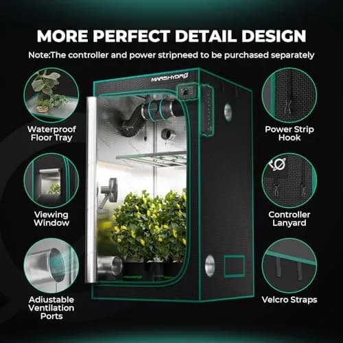 MARS HYDRO 27x27x63 Inch Grow Tent | 1680D Mylar, Observation Window, Waterproof Tray thumbnail 3