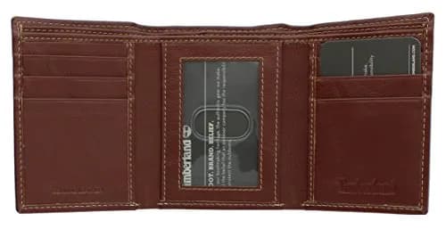 Timberland Men's Leather Trifold Wallet With ID Window Cognac | Genuine Italian Leather, 11 Pockets thumbnail 4