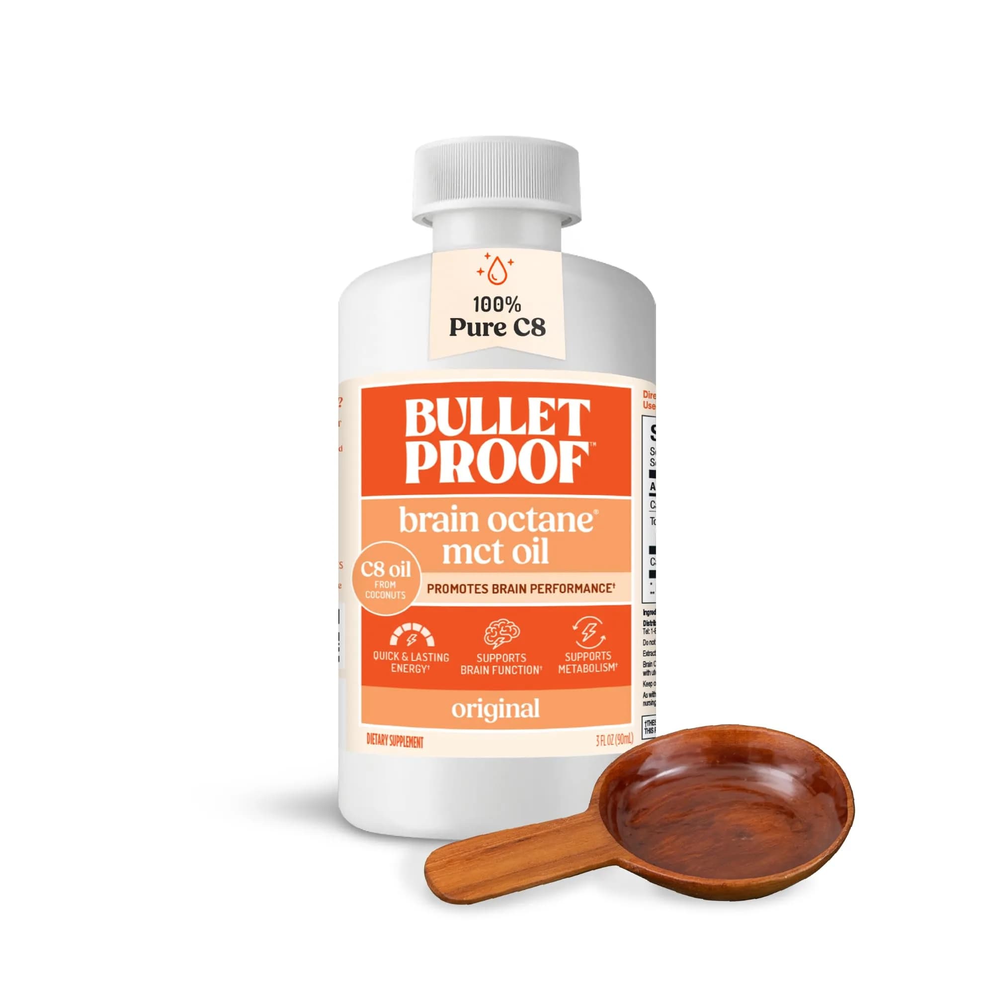 Bulletproof Brain Octane C8 MCT Oil 89ml (3 Fl Oz) | Pure Coconut Oil for Keto Energy