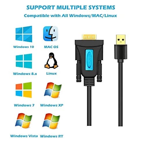 TECHTOO FTDI Chip USB to RS232 Serial Adapter Cable DB9 Male to Male with Thumbscrews | 1 Mbps Data Transfer thumbnail 4