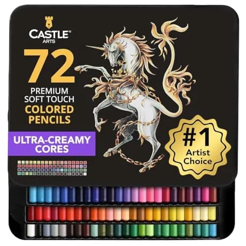 Castle Art Supplies 72 Colored Pencils for Adults - Soft Core Leads | Assorted Colors Writing Instrument thumbnail 1