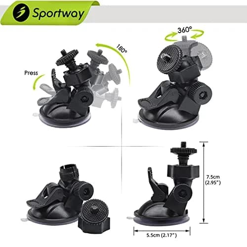 Sportway S30 Pro Dash Cam Suction Mount (2 Gen) 55mm x 75mm | Secure Adjustable View for Most Dash Cams thumbnail 2