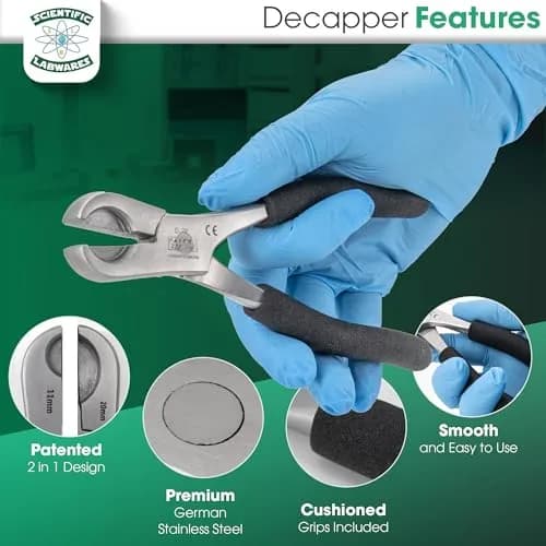 Scientific Labwares Dual Action Decapper Pliers for 11mm & 20mm Vials | Heavy Duty Stainless Steel thumbnail 4