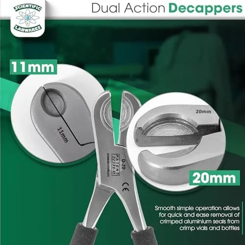 Scientific Labwares Dual Action Decapper Pliers for 11mm & 20mm Vials | Heavy Duty Stainless Steel thumbnail 2