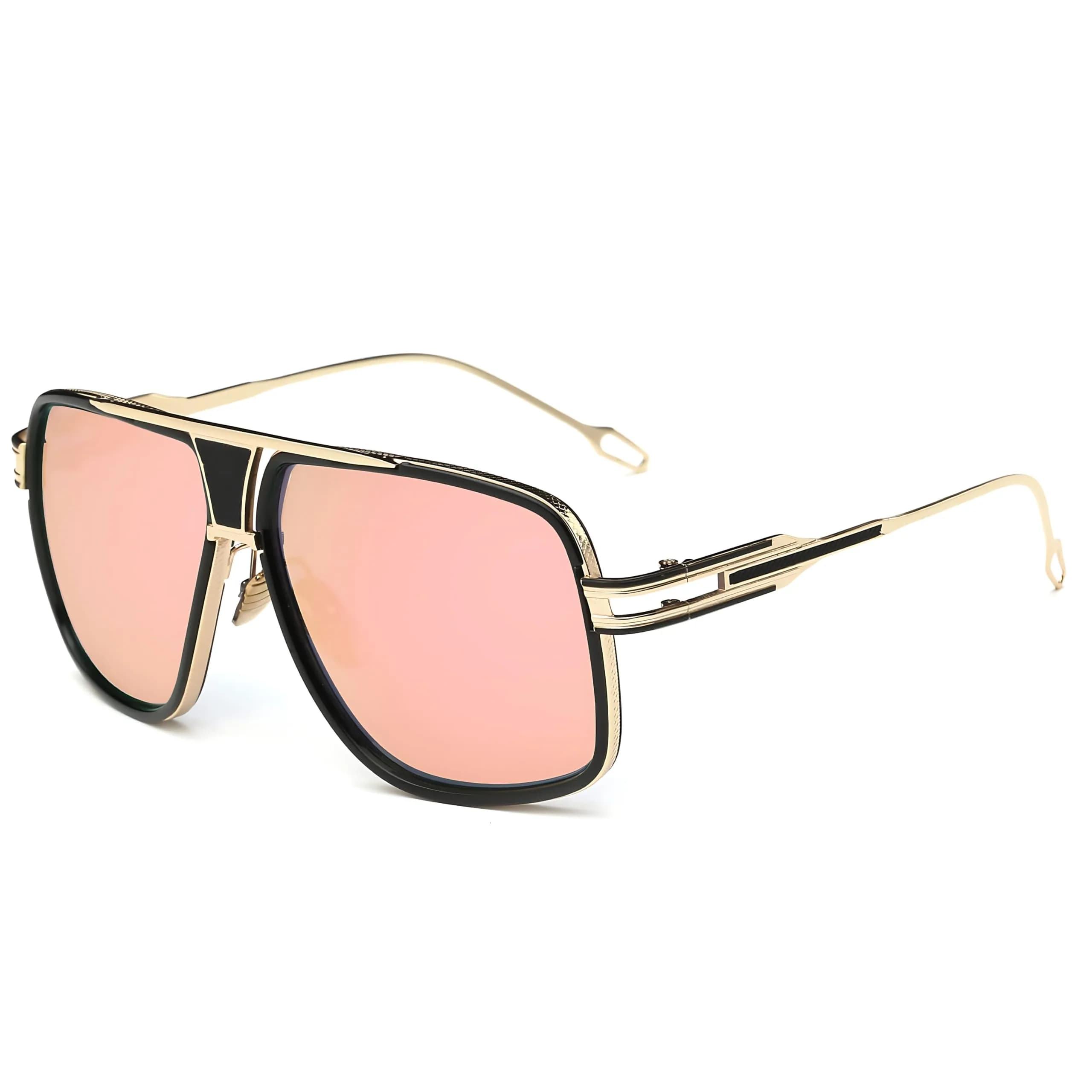 GOBIGER Aviator Sunglasses for Men Gold/Gradient Grey Lens | 59mm (2.32in) Lens Width — Gold/Mirrored Pink