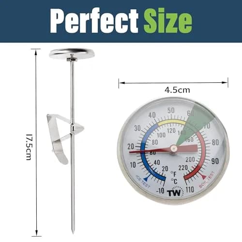 Thermometer World Milk & Coffee Thermometer 165mm Probe | Easy Read Analog Gauge for Steaming Milk, Yogurt, Cheese Making thumbnail 4