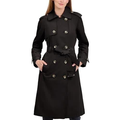 London Fog Womens Double-Breasted Trench Coat X-Small Black | Windproof & Water-Resistant thumbnail 1