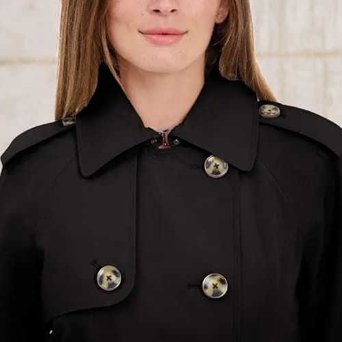 London Fog Womens Double-Breasted Trench Coat X-Small Black | Windproof & Water-Resistant thumbnail 2
