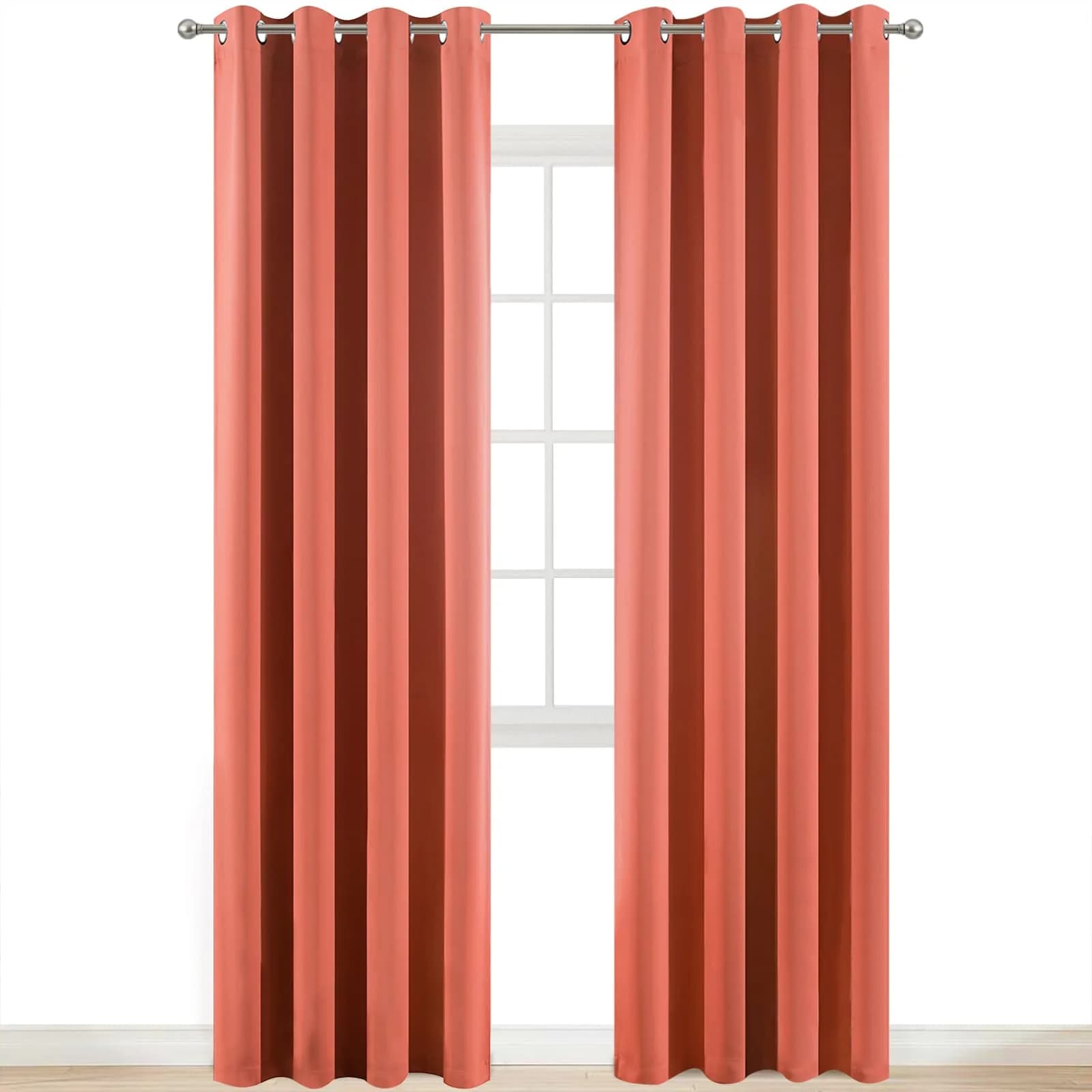 Yakamok Room Darkening Curtains 52x84 inch Coral Orange | Elegant Blackout Panel for Living Room - main product image
