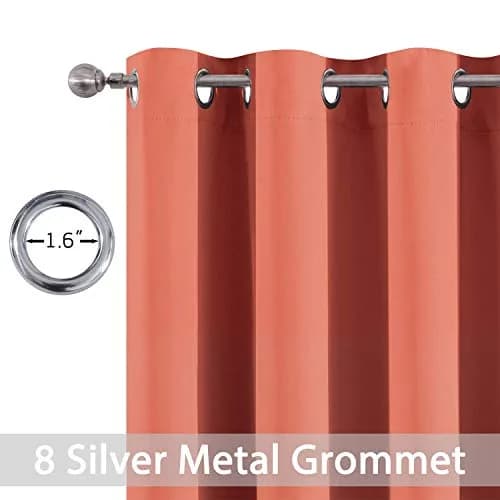 Yakamok Room Darkening Curtains 52x84 inch Coral Orange | Elegant Blackout Panel for Living Room thumbnail 5